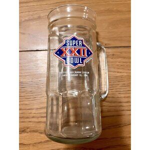 VINTAGE SUPER BOWL XXII 22‎ JAN.22,1989 GLASS BEER MUG stein